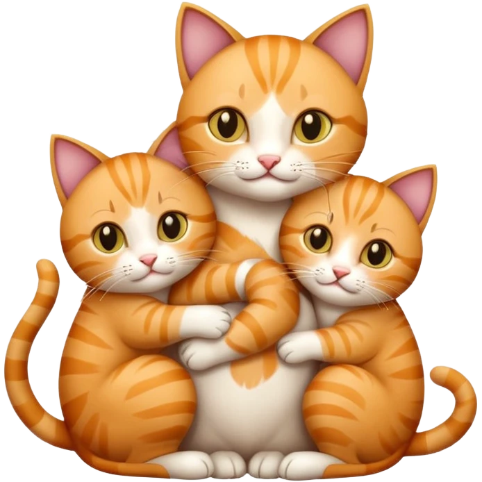 mama cat hugging her three kittens emoji
