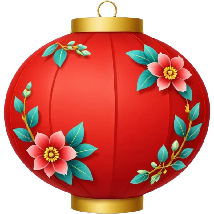 cute chinese red lantern with floral decoratons emoji