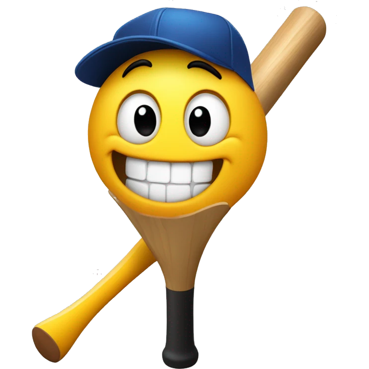 Winking emoji baseball bat but he’s happy about it emoji