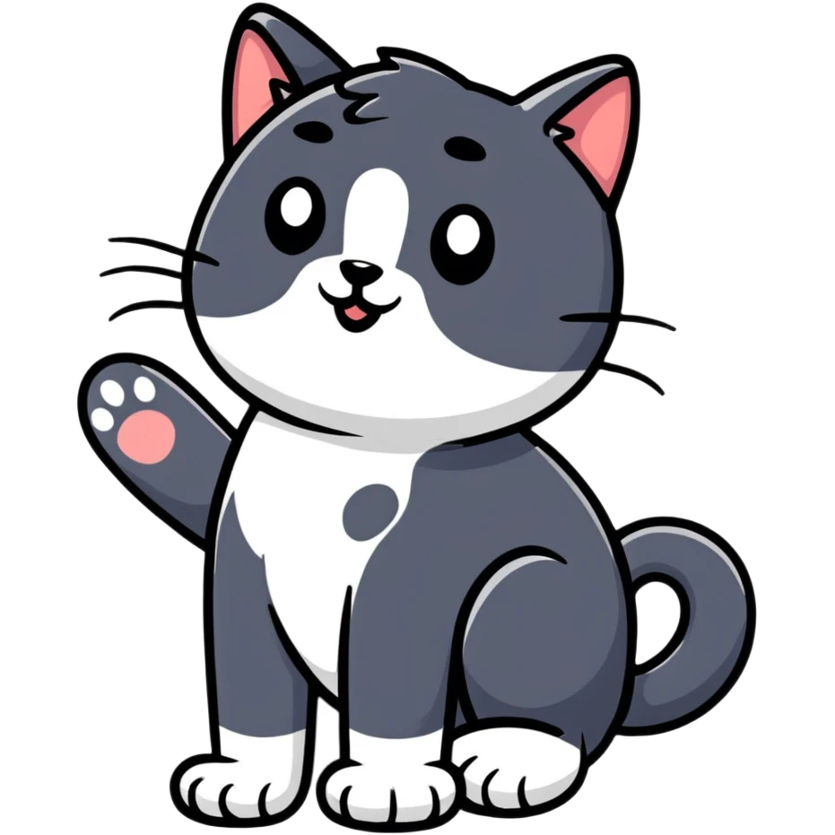 playful cat with paw raised emoji