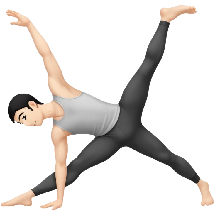 Hombre blanco pelinegro haciendo el ejercicio de tocar los pies con las piernas rectas  emoji