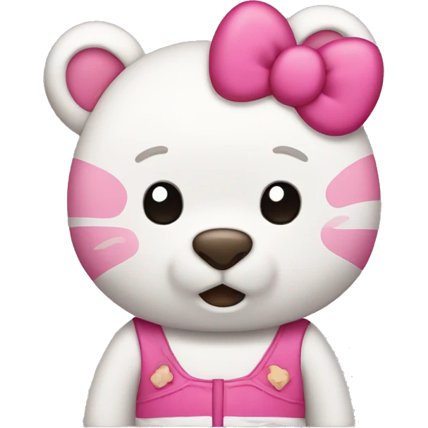 Bear dressed like hello kitty emoji