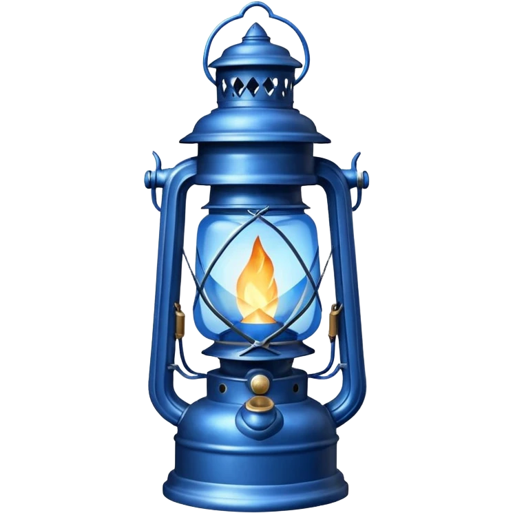 Silver diamond-shaped old antique lantern lamp with a blue flame inside it  emoji