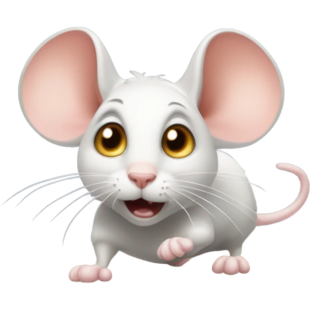 Mouse being hunted by cat emoji