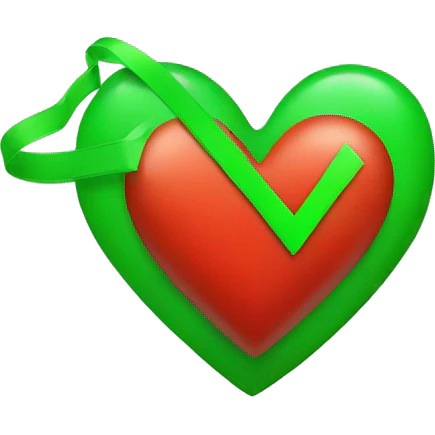 red cardiac heart with green check mark imposed on it emoji