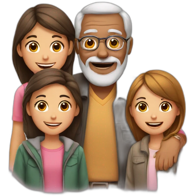 Grandfather with girls emoji