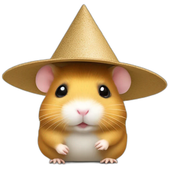 Un hamster avec un chapeau chinois triangulaire emoji