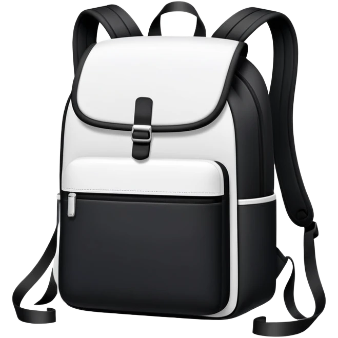 black backpack with white accents, minimal aesthetic, plain emoji