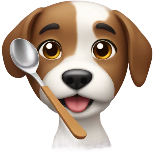 dog holding a spoon emoji