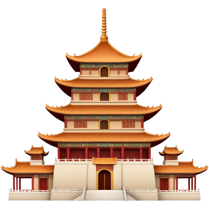 Chinese temple building, soft natural colors, standard emoji appearance emoji