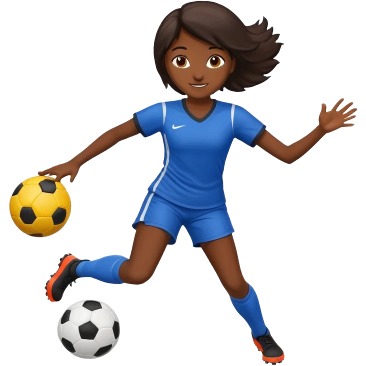 chica morena jugando futbol emoji