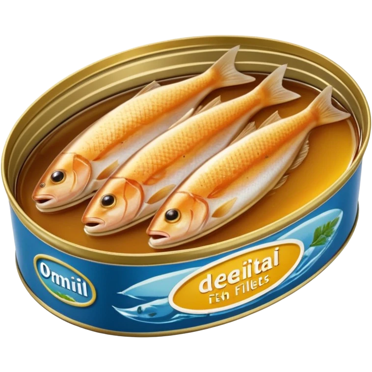oval metal tin slightly open revealing firm light brown fish fillets packed in oil with soft sheen and visible grain shallow can with rolled edge typical of preserved fish packaging no fork herbs or label just opened tin and fish soft lighting subtle shadows emoji scale emoji