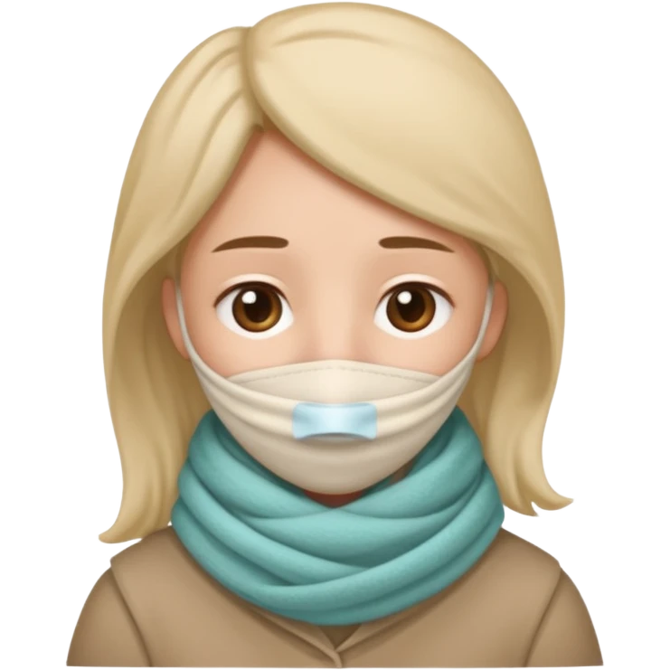plush face, scarf covering the nose, temperature, illness emoji
