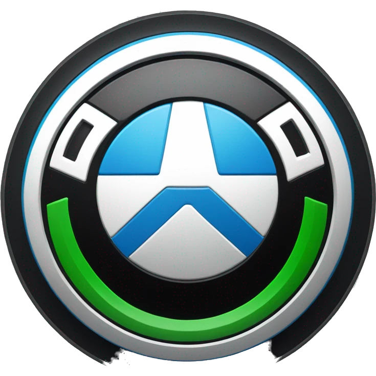 a bmw sign, in place of blue with green, and around the black to be red emoji