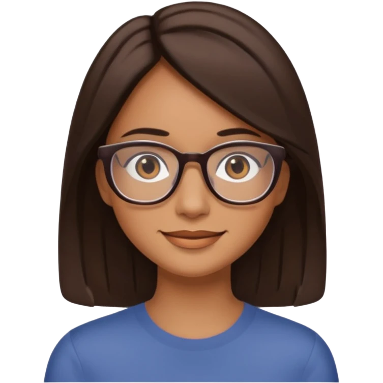 woman with tan skin, shoulder length straight dark-brown hair and glasses emoji