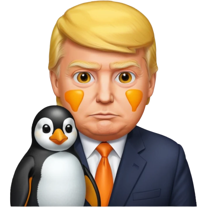 trump 抱企鹅 黄色脸emoji emoji