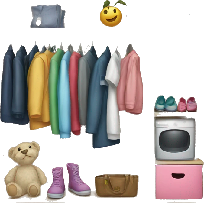 wardrobe with children's things emoji