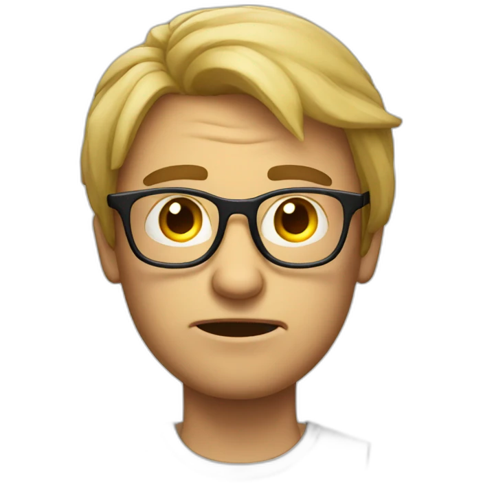 smart guy with glasses but angrier emoji
