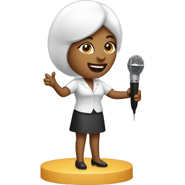 Seller woman with handless microphone emoji