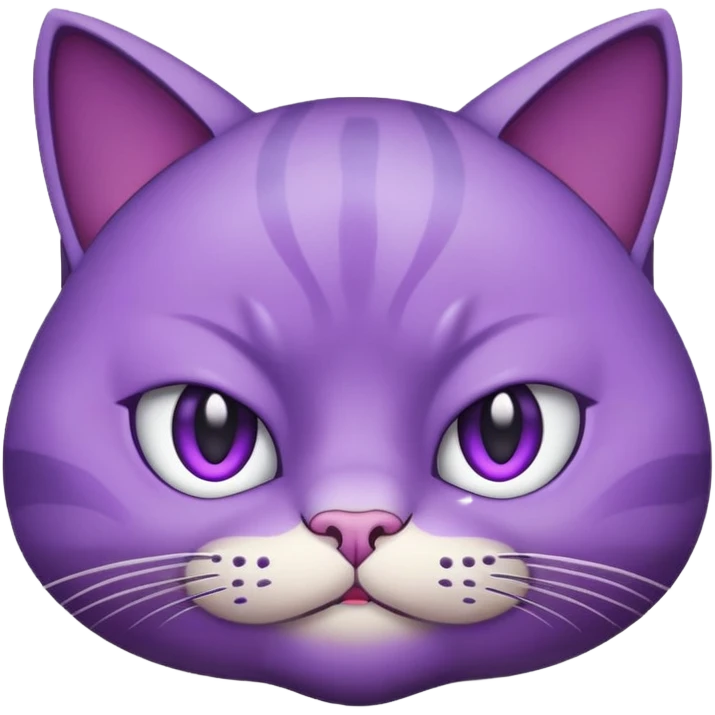 Annoyed purple emoji cat face rolling its eyes like 🙄 emoji