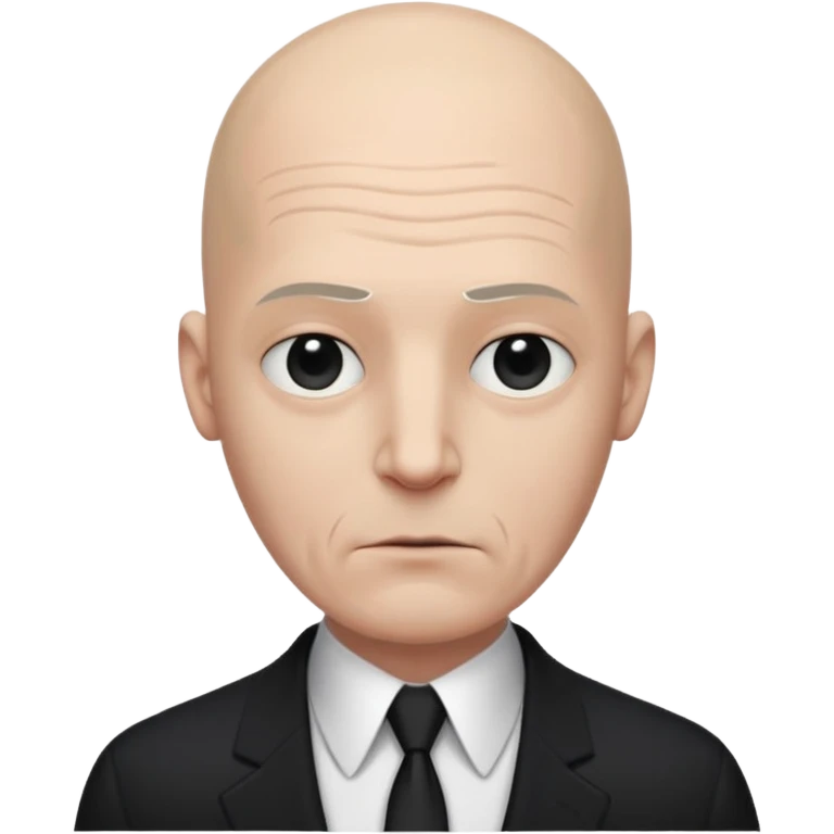 Extremely tall, pale gray-skinned man with a bald head, heavy brow, sunken eyes, a long gaunt face, and a black suit with a white shirt collar visible. emoji