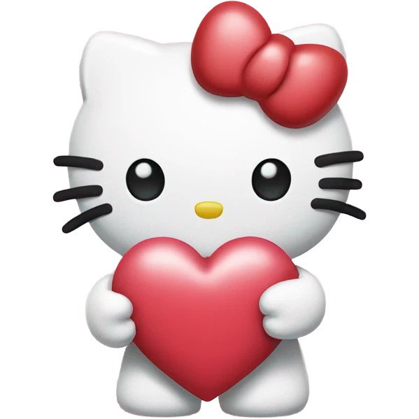 Hello kitty holding a heart with a letter N emoji
