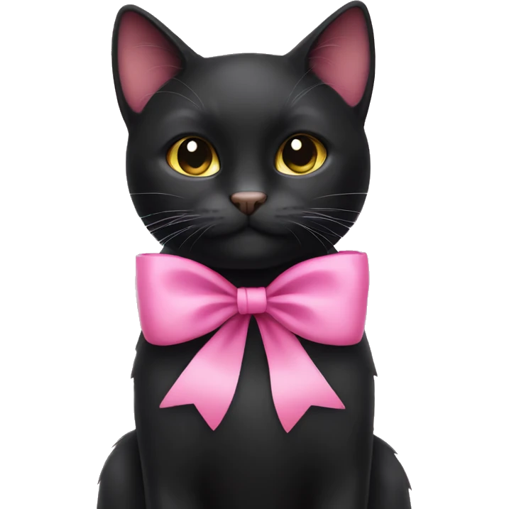 Black cat with pink bow emoji