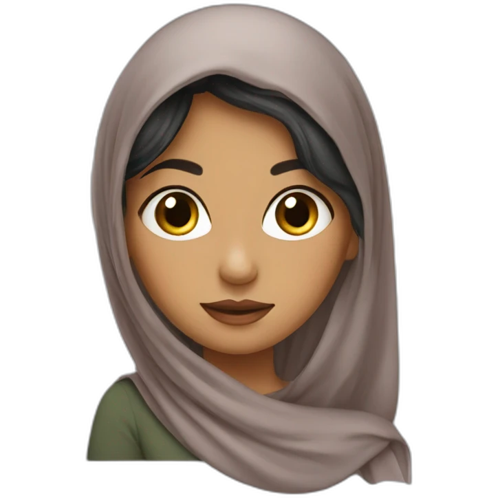 A Saudi girl with a hair scarf showing some of her dark hair emoji