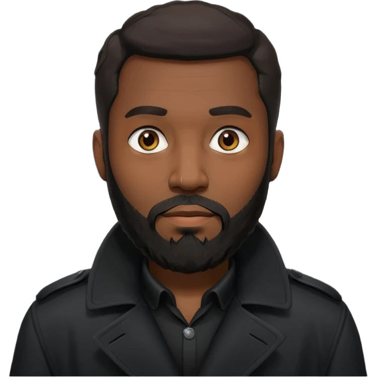 black bearded man in black shirt in black trenchcoat  emoji