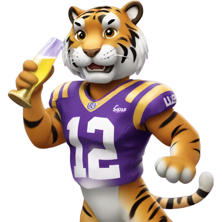 LSU Mike the Tiger popping champagne bottle emoji