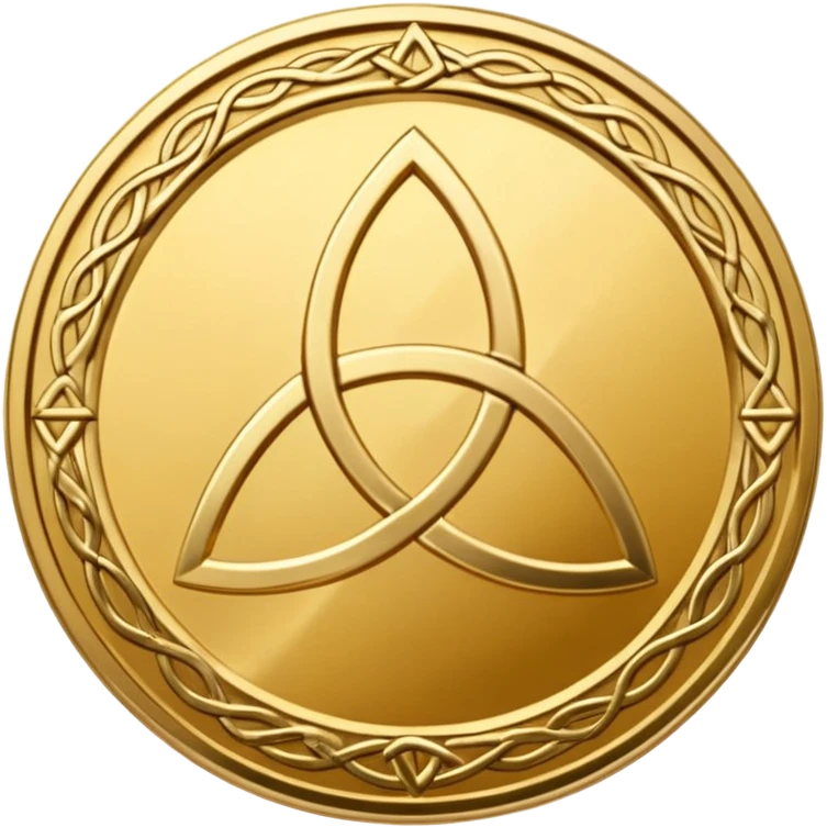 Mora Gold coin with a triquetra and an overlapping triangle on it emoji
