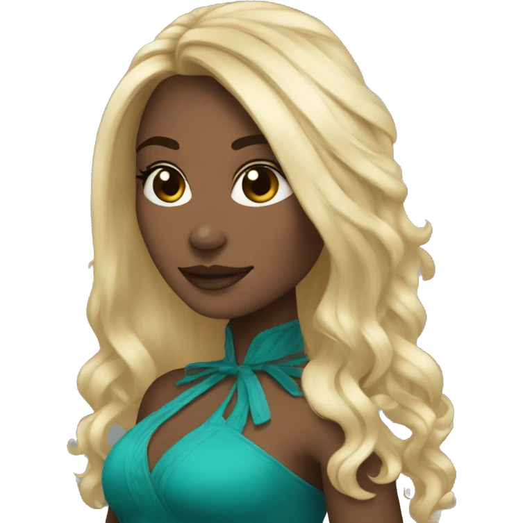 Una chica blanca de cabello negro y las puntas turquesa  emoji