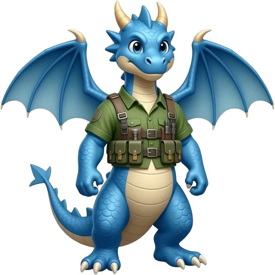 Blue dragon wearing Battlefield Shirt emoji