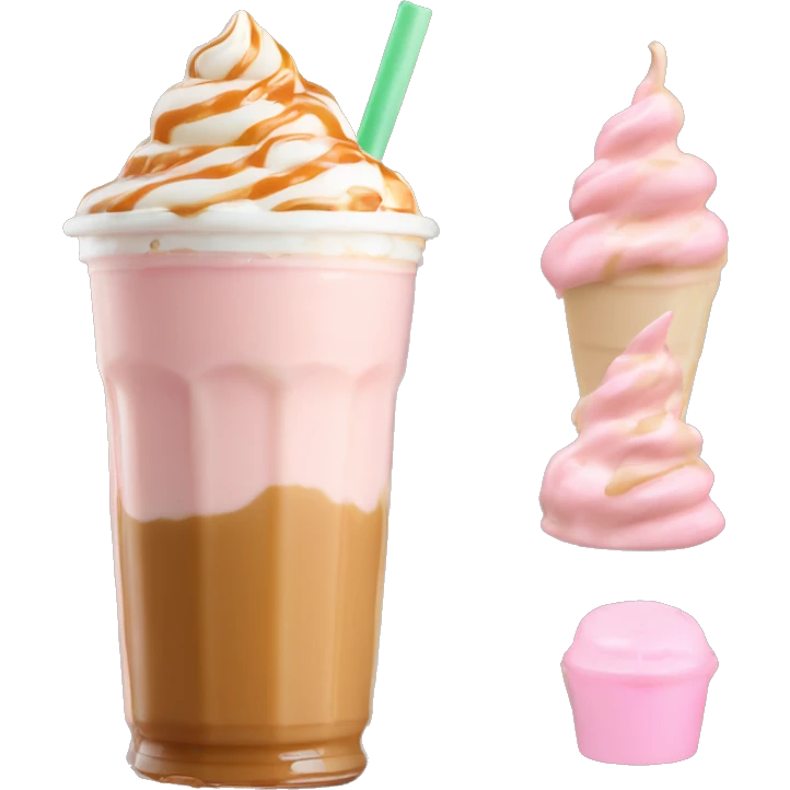 Soft pink Frappuccino caramel drizzle  with caramel creamer    emoji