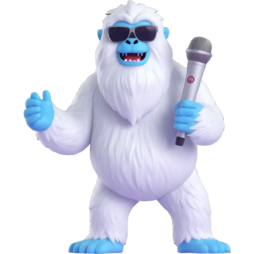 yeti with a microphone emoji