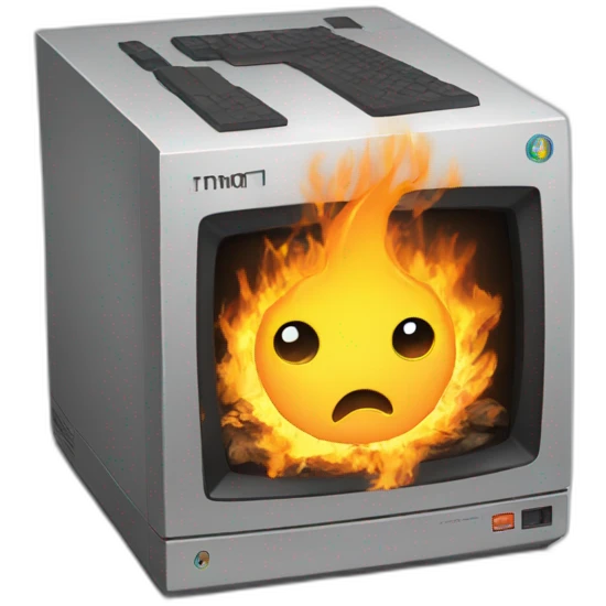Burning computer emoji