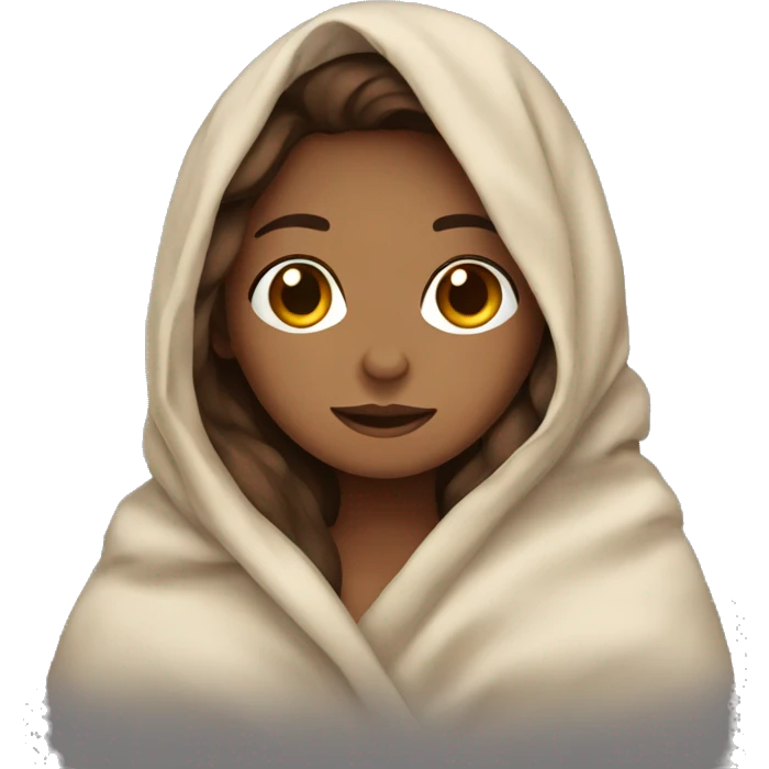 Brown hair girl in a blanket emoji
