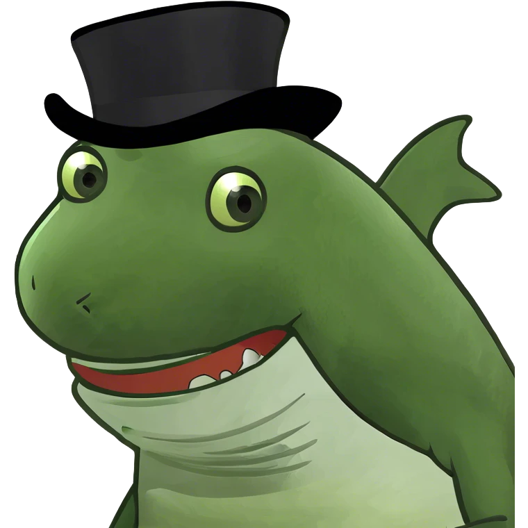 Shark with a top hat emoji