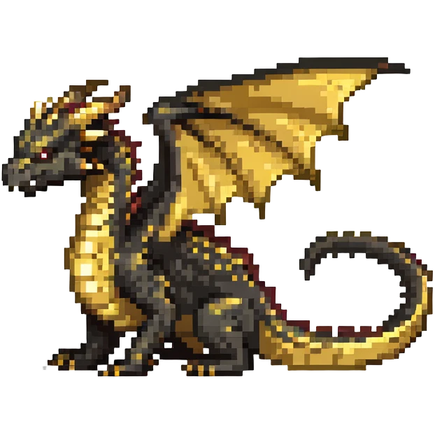 Dragon with gold and black color scheme emoji