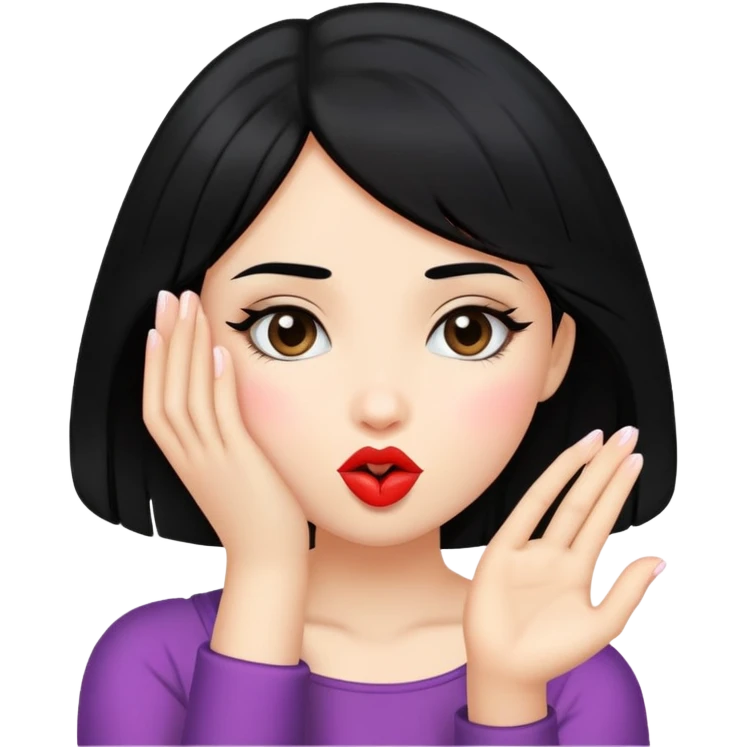 Chica con pelo negro tirando un beso  emoji