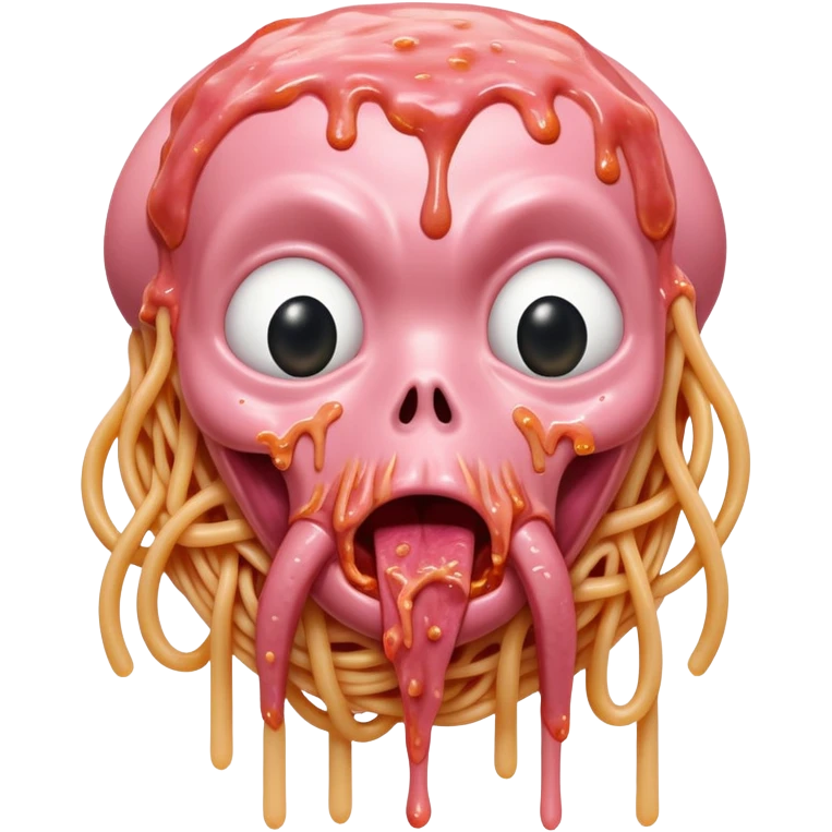  SPAM meat melted pink dripping sauce spaghetti alien portrait emoji