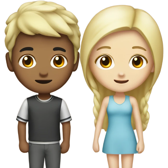 asian boy with blonde girl emoji