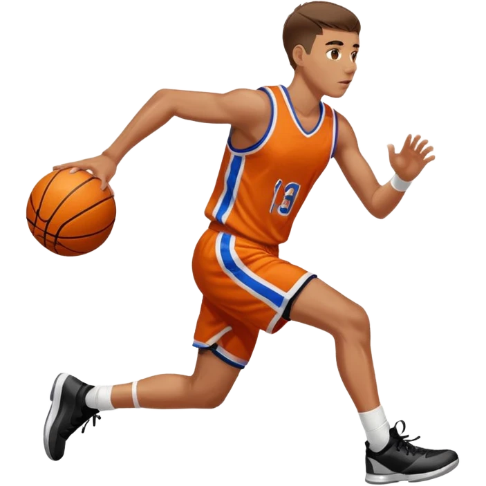 Basketball player running and dribbling the ball, sideways emoji