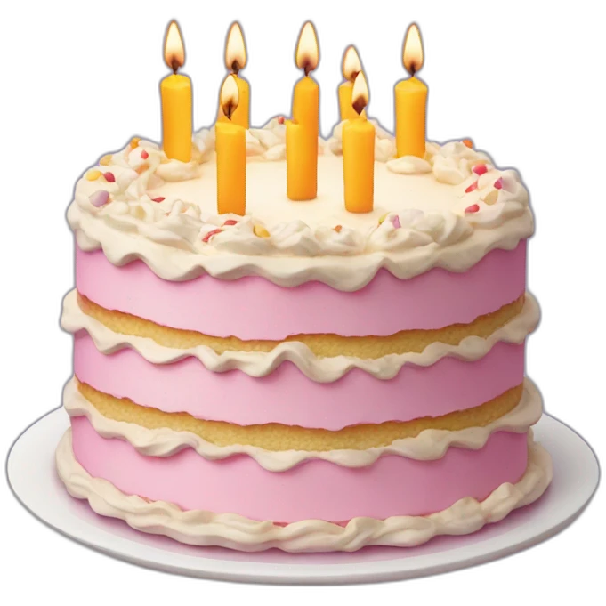 Vanilla Birthday cake with candles  emoji