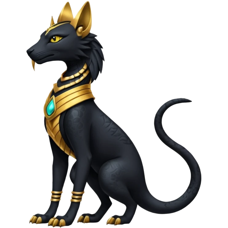 Black Dark Furry Fluffy Modern Futuristic Cyber-Salandit-Bastet-Anubis-fusion full body emoji