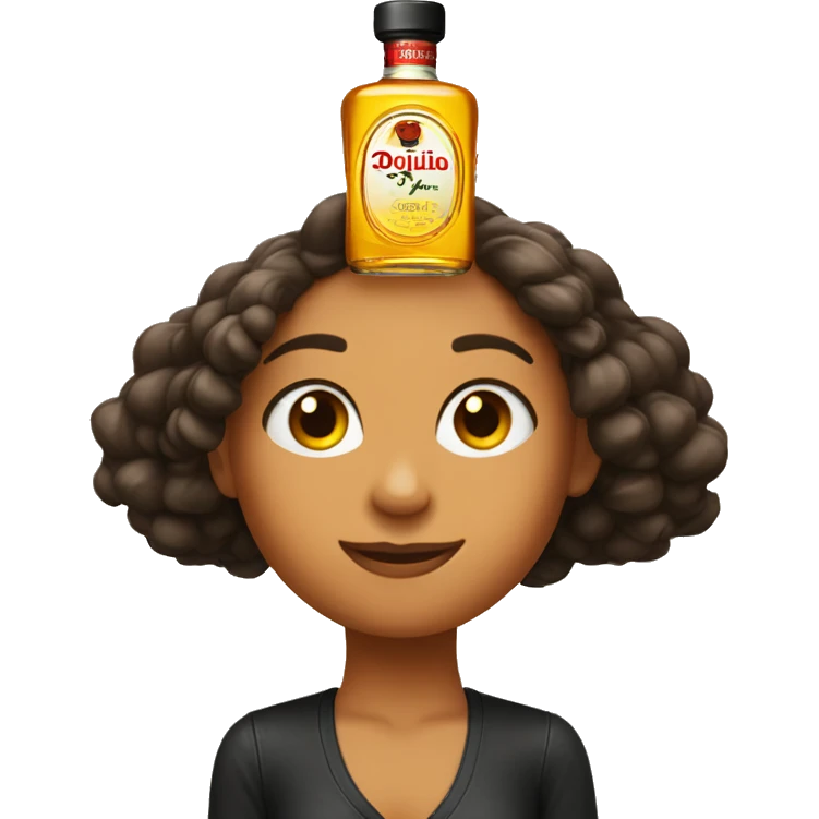 Girl holding Don Julio on top of head emoji