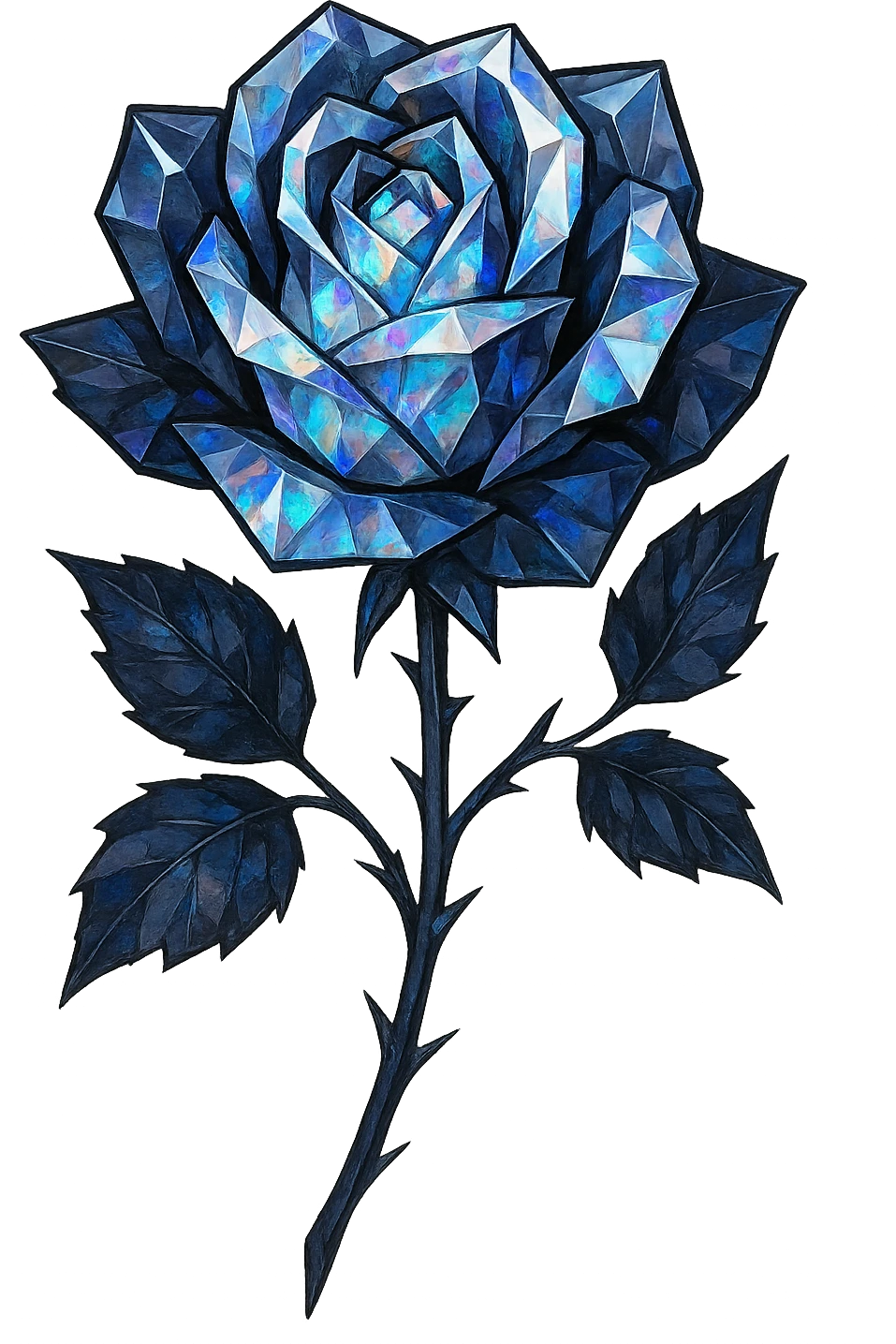 goth Opal crystal rose flower, remove background emoji