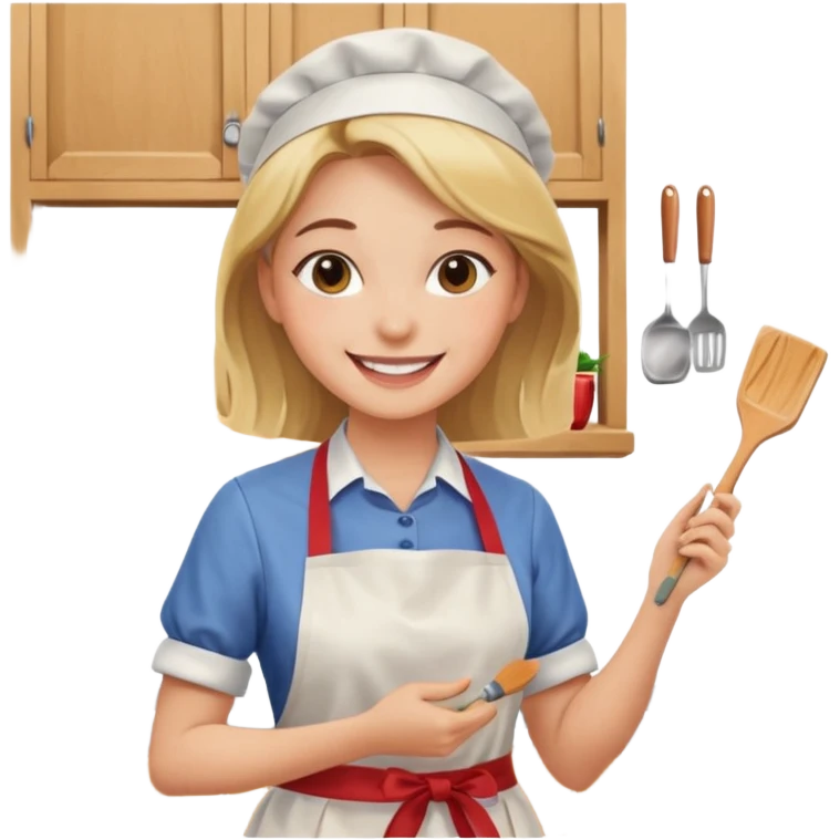 Young Women painting smilling tablier emoji