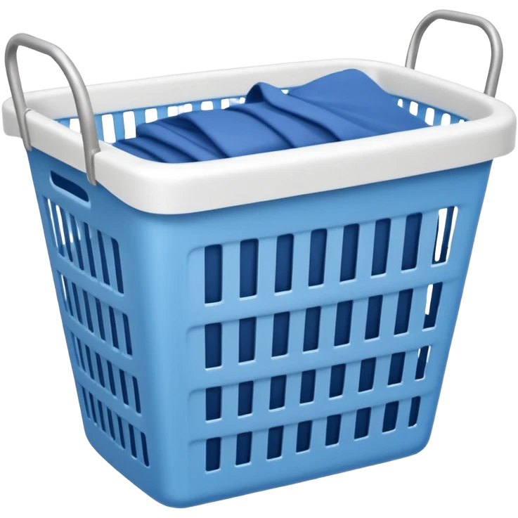 white LAUNDRY BASKET WITH FOLDED blue CLOTHES emoji