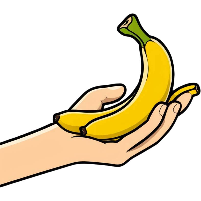 hand holding open banana emoji